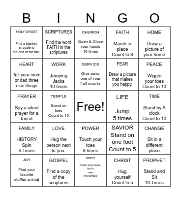 General Conference Bingo Card