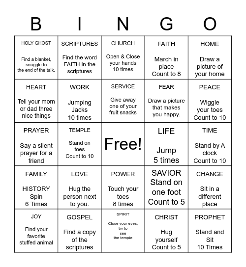 General Conference Bingo Card