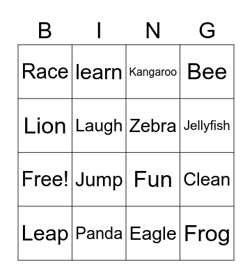 Unit 1 Vocabulary Bingo Card