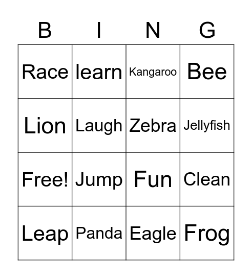 Unit 1 Vocabulary Bingo Card