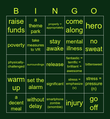 L5 Vocabulary Bingo Card