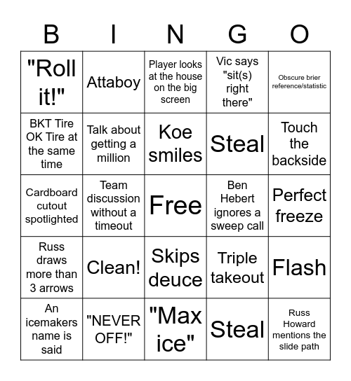 Curling Bingo Brier Bingo Card