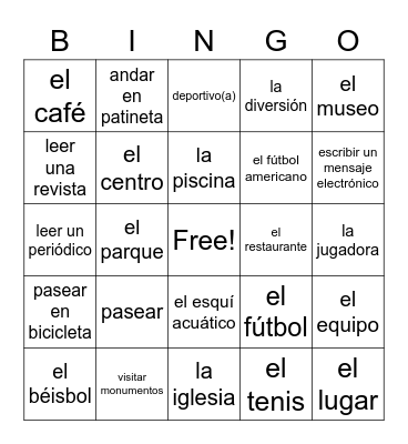 Los pasatiempos Bingo Card