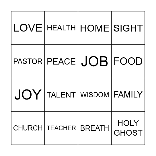 I'm Blessed Bingo Card