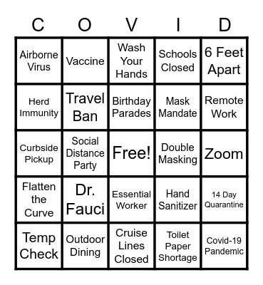 COVID BINGO Card