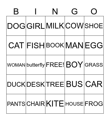 Sight words for JG Bingo Card