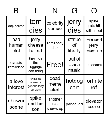 tom and jerry Bingo Card