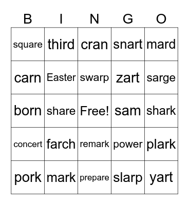 R Controlled Bingo-2 Bingo Card