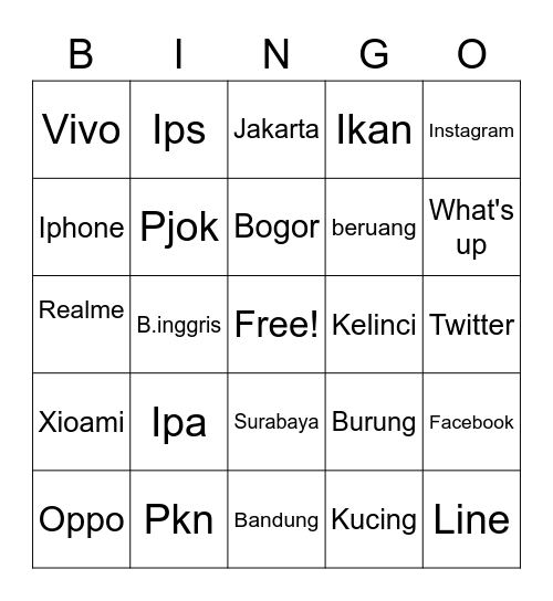 Aliyya Larasati Bingo Card