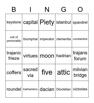 Arch of Constantine Bingo Card
