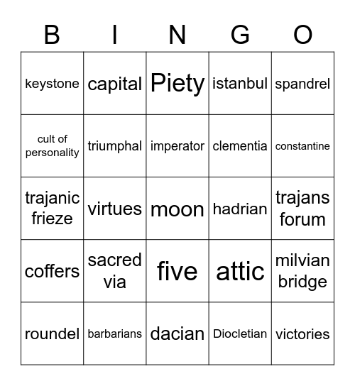 Arch of Constantine Bingo Card