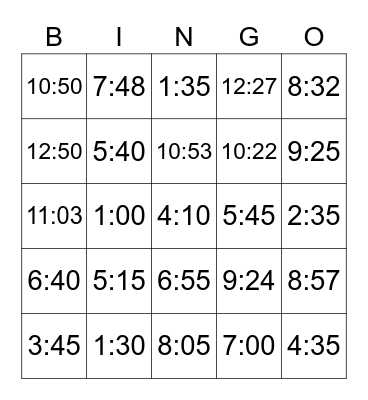WHAT TIME DO YOU _______? Bingo Card