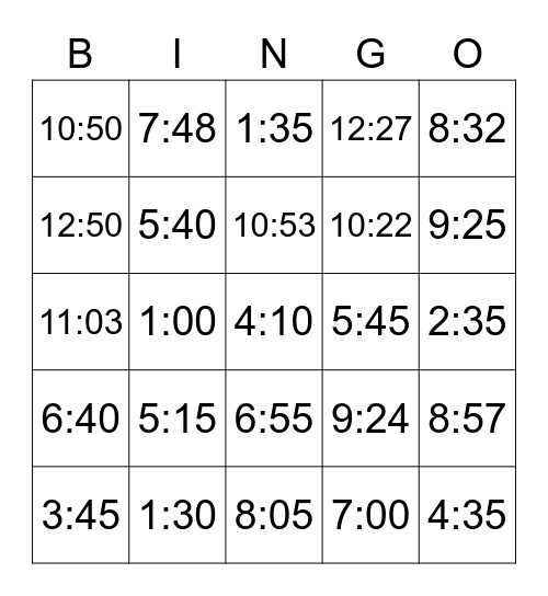 WHAT TIME DO YOU _______? Bingo Card