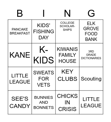 Rancho Murieta KIWANIS Bingo Card