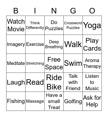 Holistic Relaxation  Bingo Card