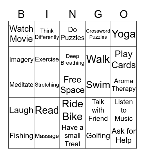 Holistic Relaxation  Bingo Card