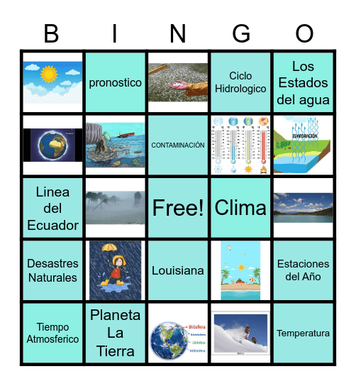 El Bingo del Sistema Terrestre Bingo Card