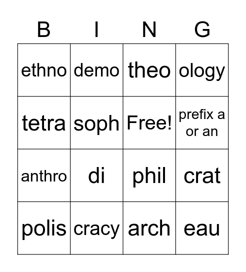 Level 10 - Lesson 10 Bingo Card