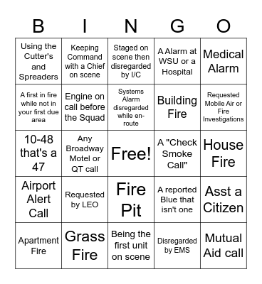 Fire Bingo Card