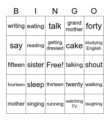 English Time 2 unit 1-5 Bingo Card