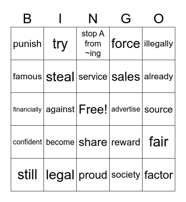Unit 10 Bingo Card