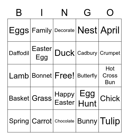 Easter Bingo Card