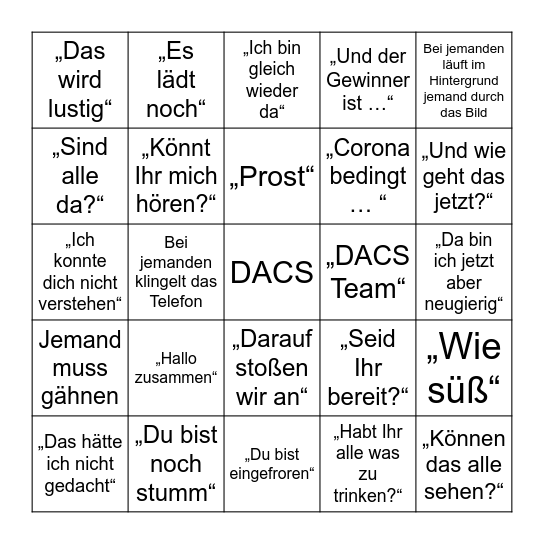 DACS Bingo Card