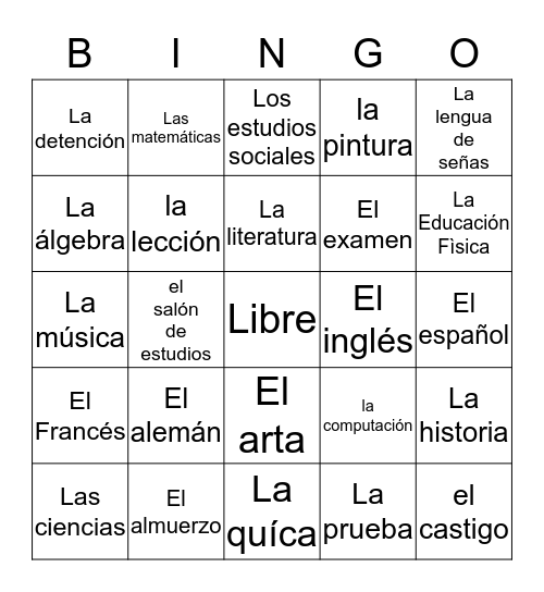 Español-bingo Card