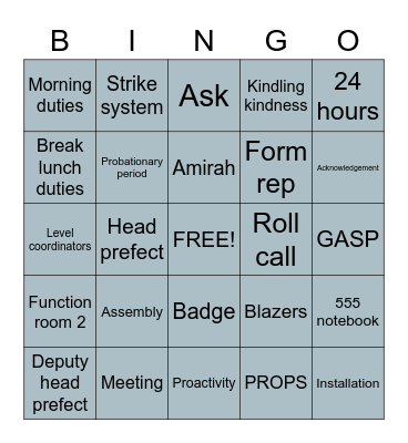 BINGO PREFECT LINGO Bingo Card