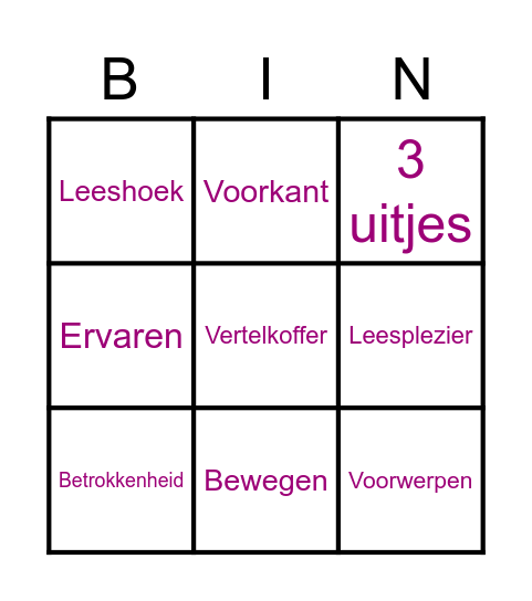 Werken met boeken 3 Bingo Card