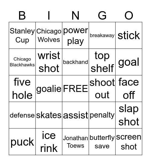 HOCKEY BINGO Card