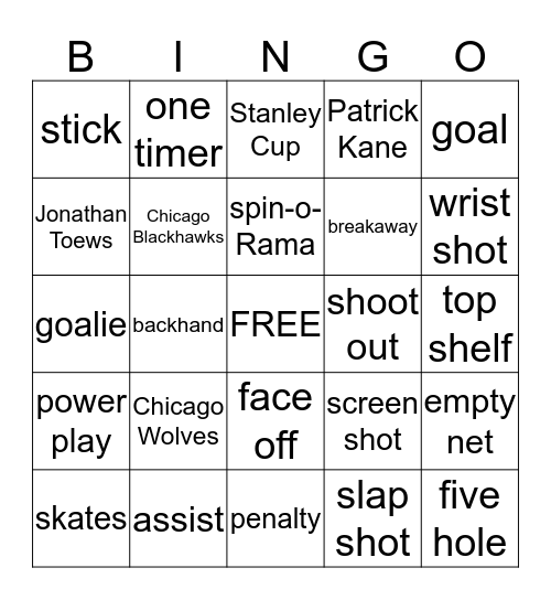 HOCKEY BINGO Card