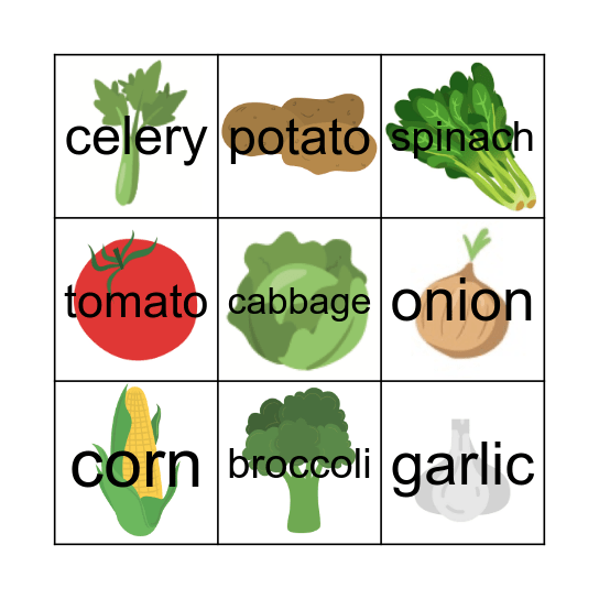 Veggie Bingo! Bingo Card