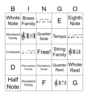 Music Bingo! Bingo Card