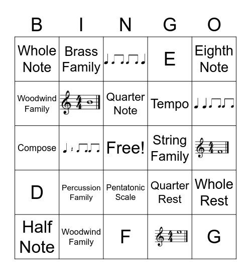 Music Bingo! Bingo Card