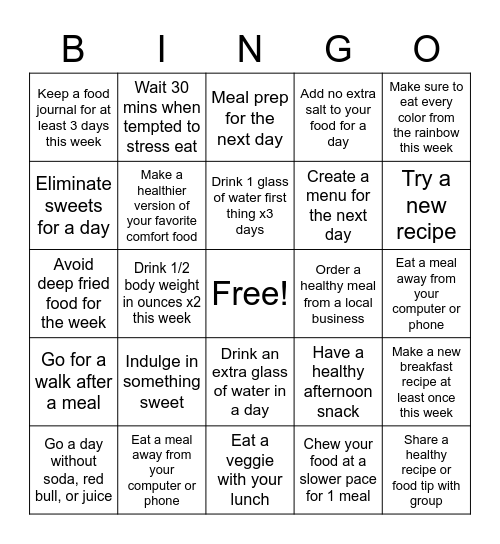 Eat Bingo Card