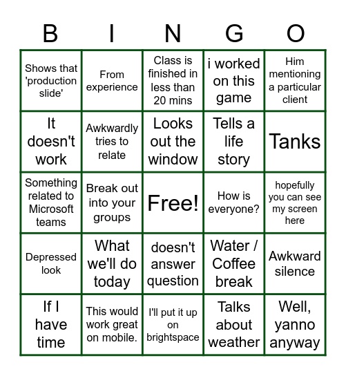 Peter Bingo Card