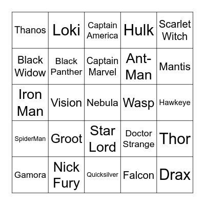 Binnie's board Bingo Card