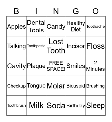 DENTAL BINGO Card