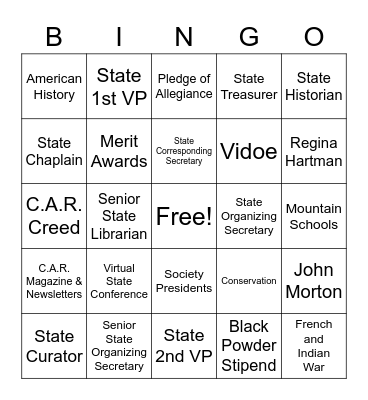 77th Annual Pennsylvania State Conference Bingo Card