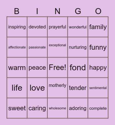 FAMILY DAY Bingo Card
