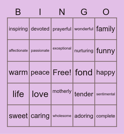 FAMILY DAY Bingo Card