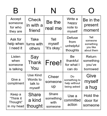 Love and Kindness Bingo Card