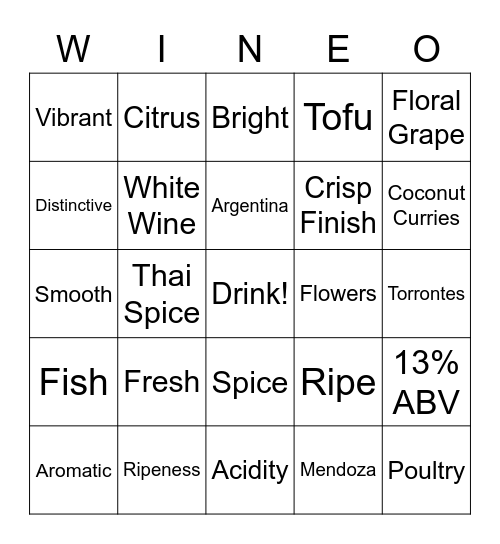 Astica Torrontes Bingo Card