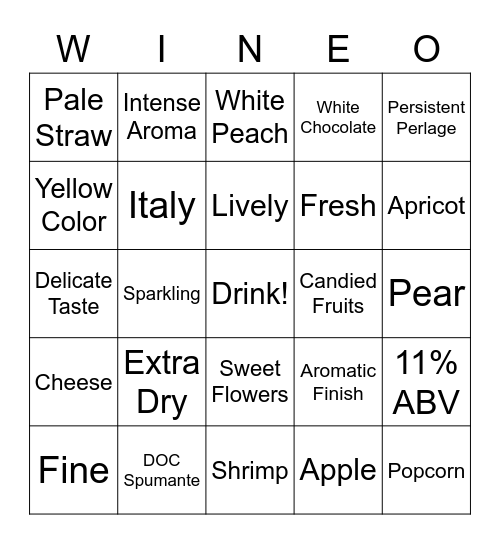 Cavicchioli 1928 Prosecco Bingo Card