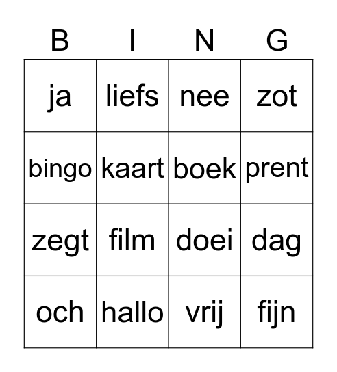 DEZE RIDDER ZEGT NEE Bingo Card