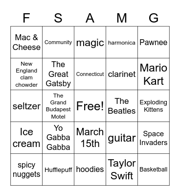 Ami Birthday Bingo Card