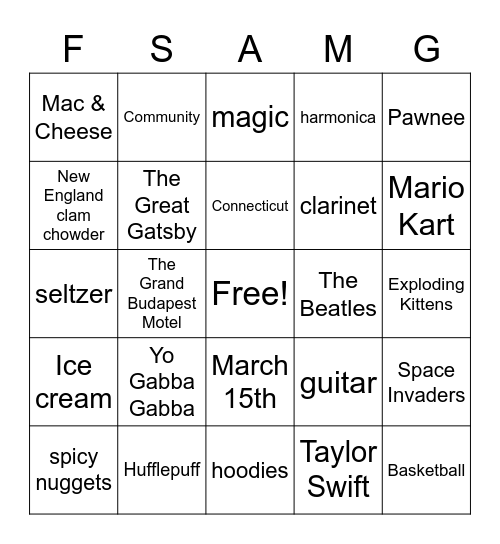 Ami Birthday Bingo Card