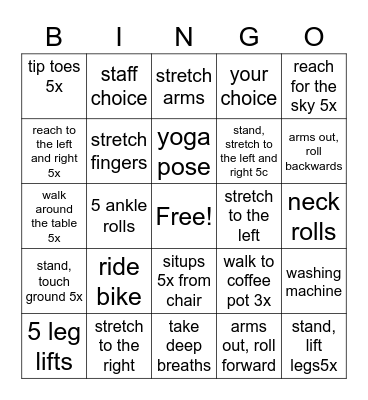 FITNESS BINGO Card