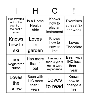 Get to Know Your Team Bingo Card